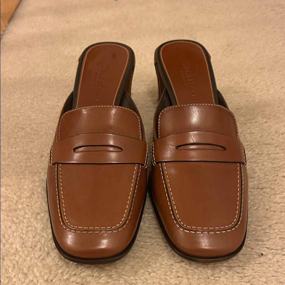Cole Haan Women's Tan Leather Mules